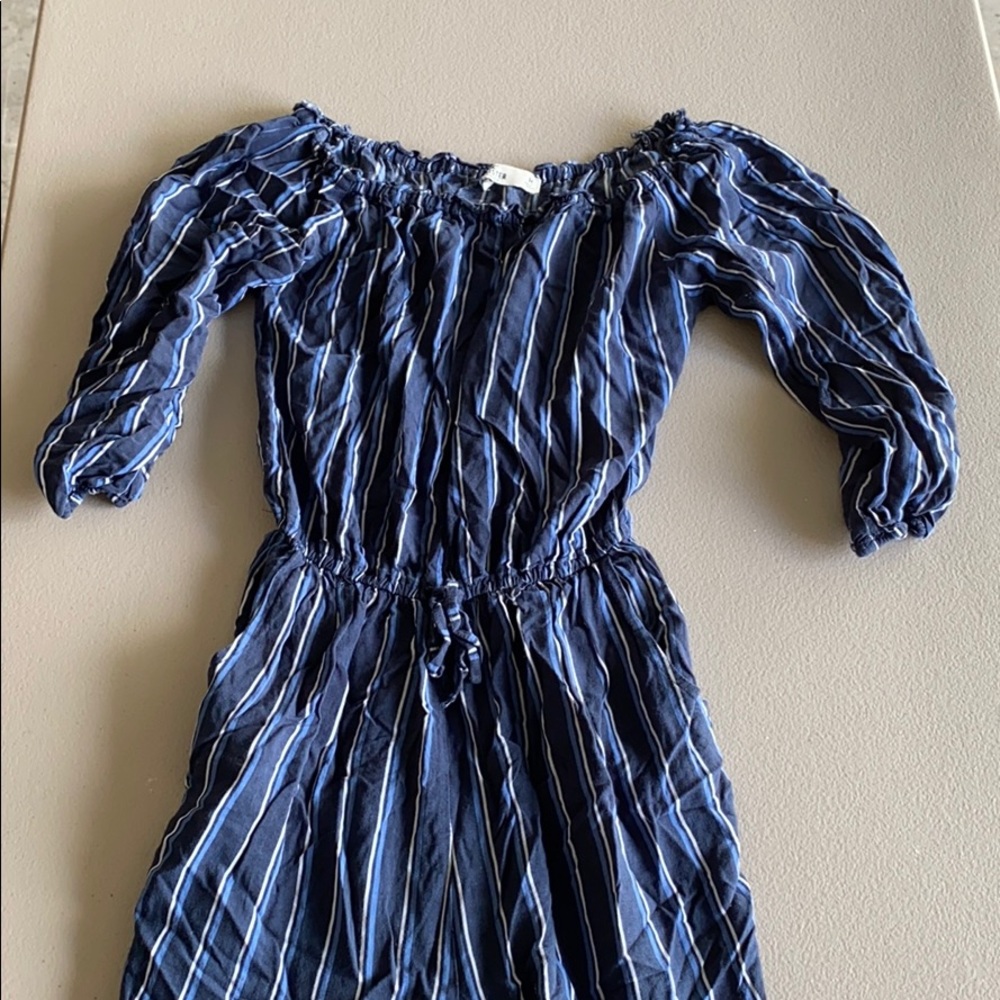Hollister blue and white striped romper